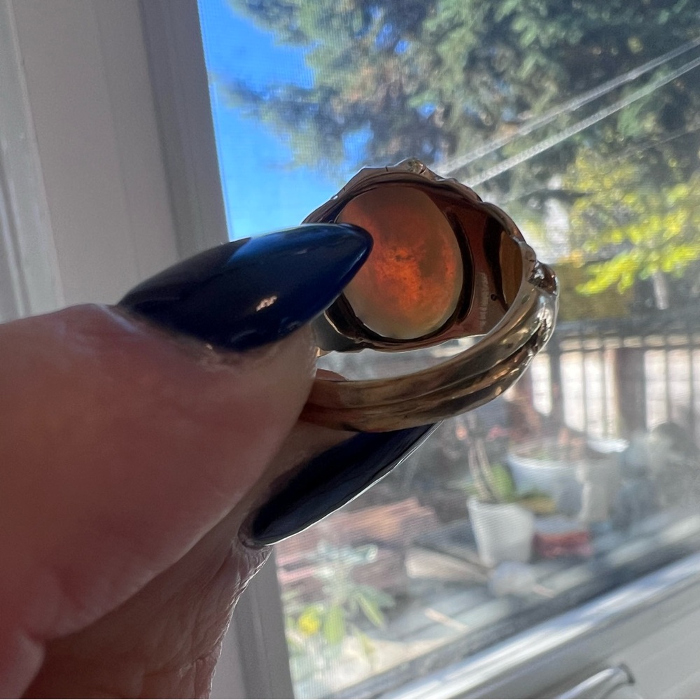 RARE 1970s Solid Gold 10K Men's/Women's Figural Authentic Australian Opal Ring - Picture 16 of 16